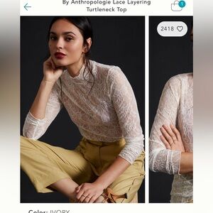 Anthropologie Lace layering turtleneck- Size xs
